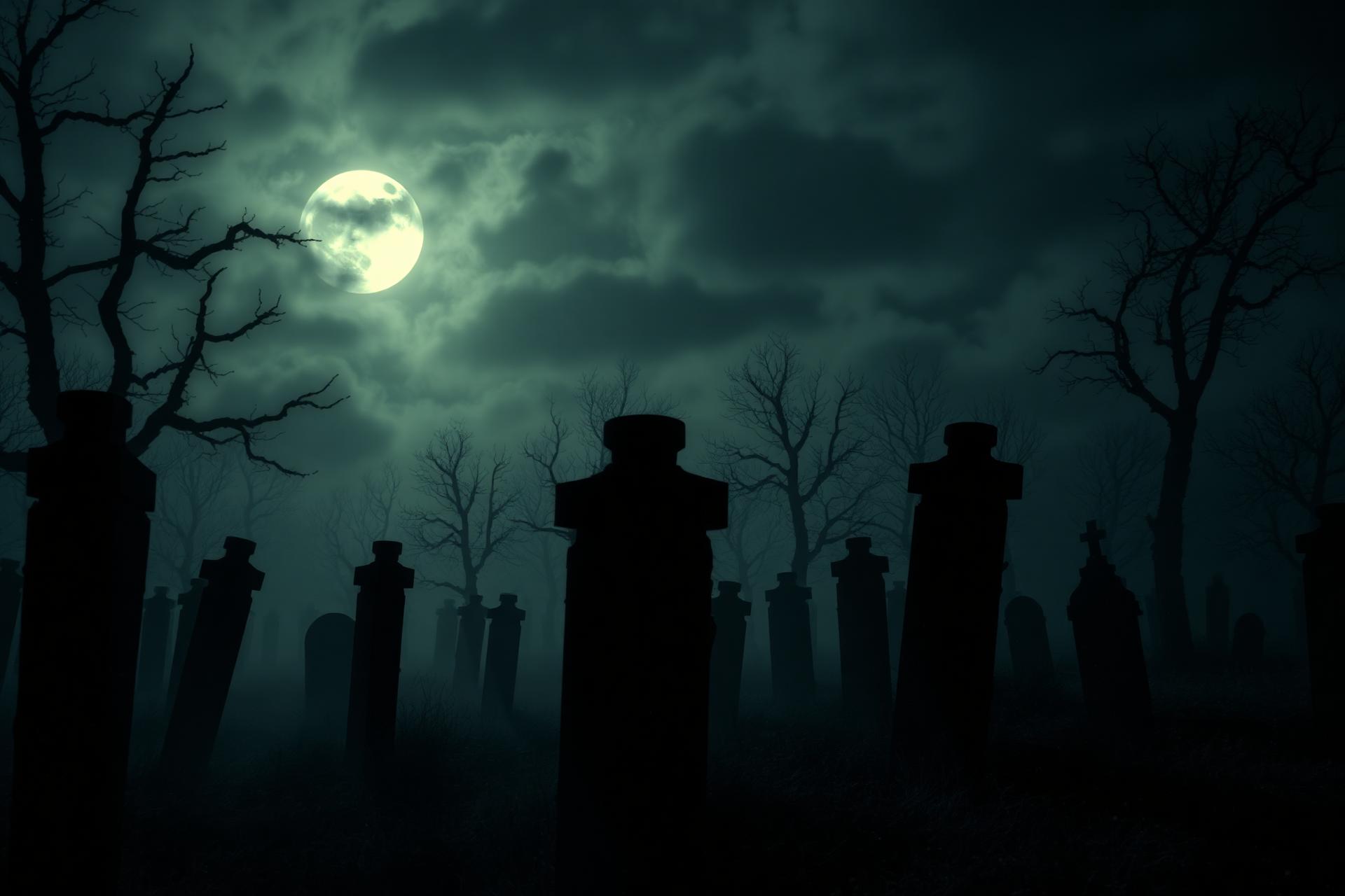 Moonlit graveyard